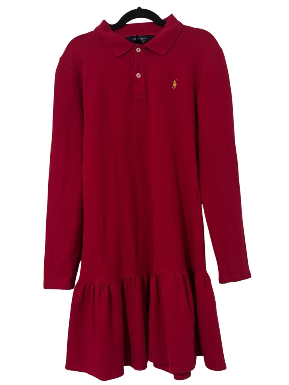 Ralph Lauren Girls Long-Sleeve Ruffled Polo Dress size XL 16